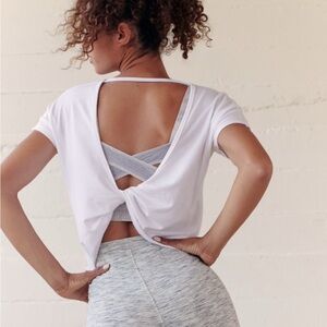 Free People Open Back White Top